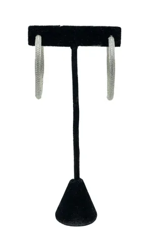 1 1/4" Pave Hoops Silver