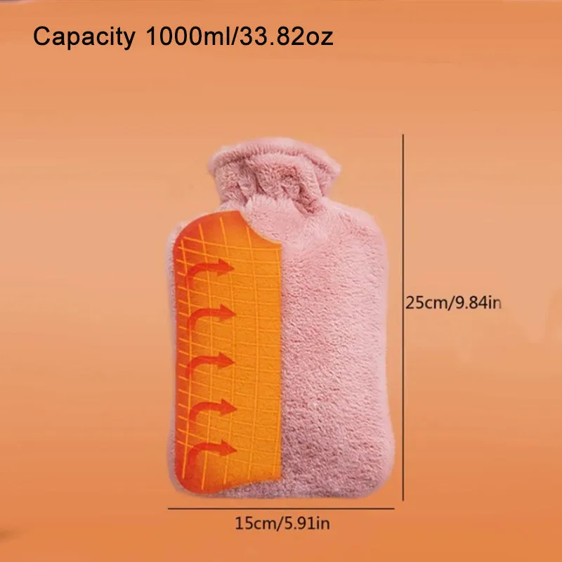 1000ml Plush Hot Water Bag Safe Portable Hand Warmer