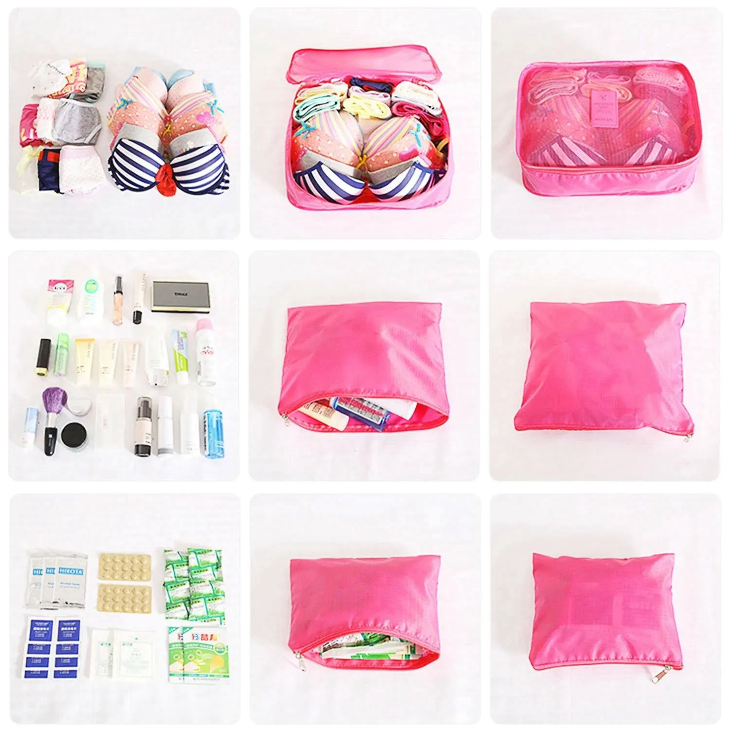 9-Piece: Clothes Storage Bags Water-Resistant Travel Luggage Organizer