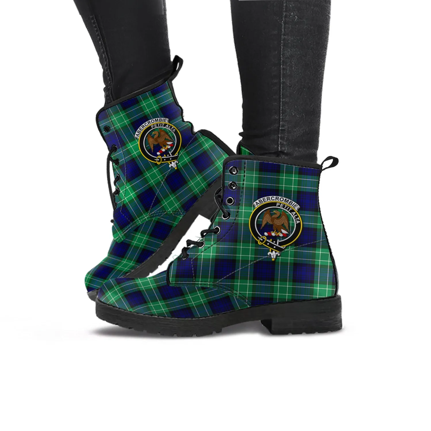 Abercrombie Tartan Leather Boots with Family Crest