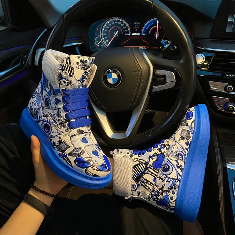 ALEXANDRO MOQUEN GRAFFITI STYLE CHUNKY SOLE SNEAKER BOOTS