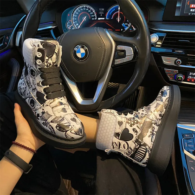 ALEXANDRO MOQUEN GRAFFITI STYLE CHUNKY SOLE SNEAKER BOOTS