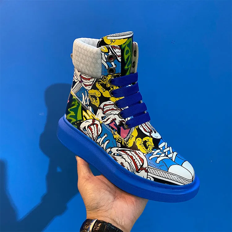 ALEXANDRO MOQUEN GRAFFITI STYLE CHUNKY SOLE SNEAKER BOOTS