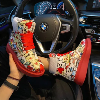ALEXANDRO MOQUEN GRAFFITI STYLE CHUNKY SOLE SNEAKER BOOTS