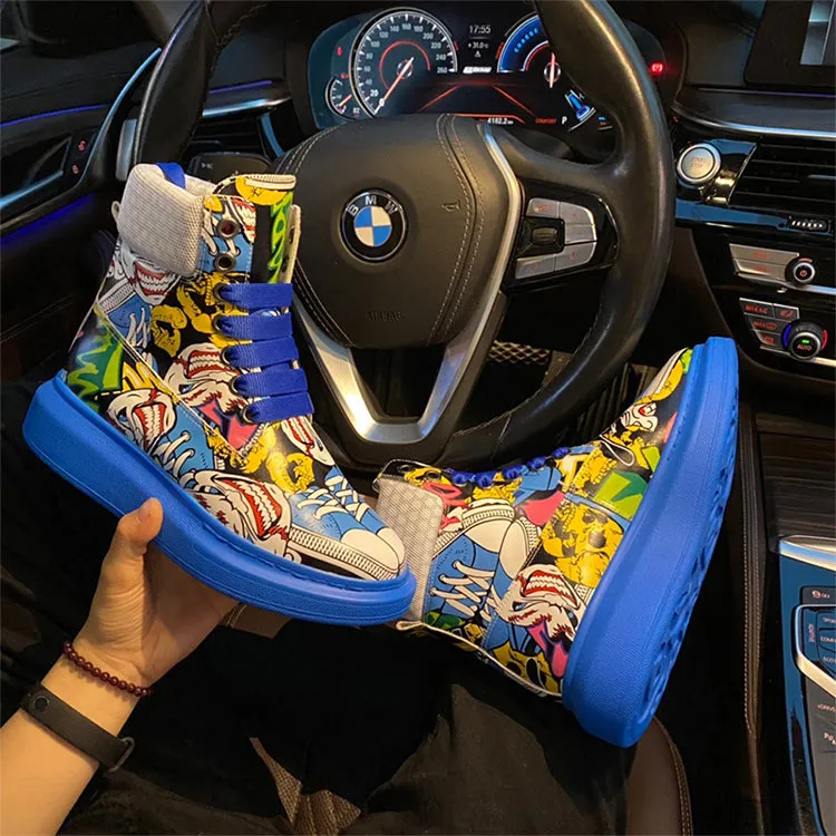 ALEXANDRO MOQUEN GRAFFITI STYLE CHUNKY SOLE SNEAKER BOOTS