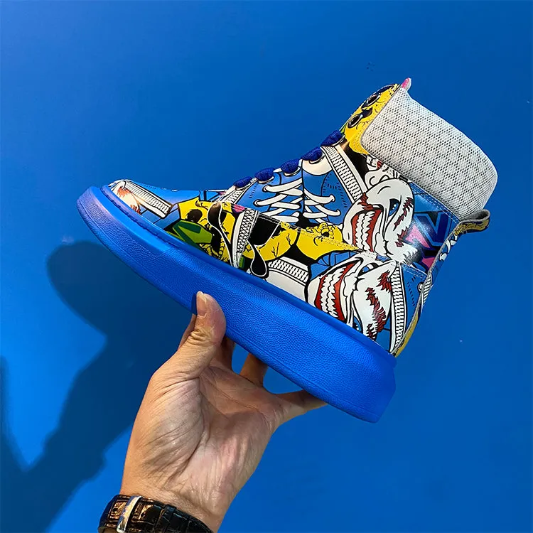 ALEXANDRO MOQUEN GRAFFITI STYLE CHUNKY SOLE SNEAKER BOOTS