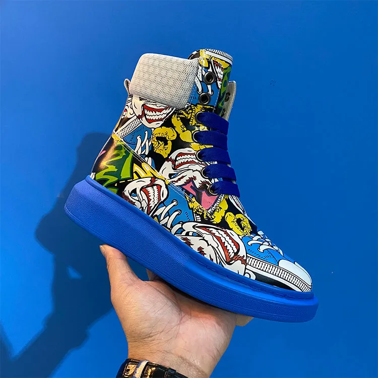 ALEXANDRO MOQUEN GRAFFITI STYLE CHUNKY SOLE SNEAKER BOOTS