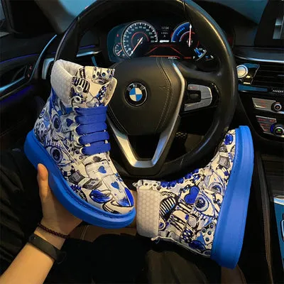 ALEXANDRO MOQUEN GRAFFITI STYLE CHUNKY SOLE SNEAKER BOOTS