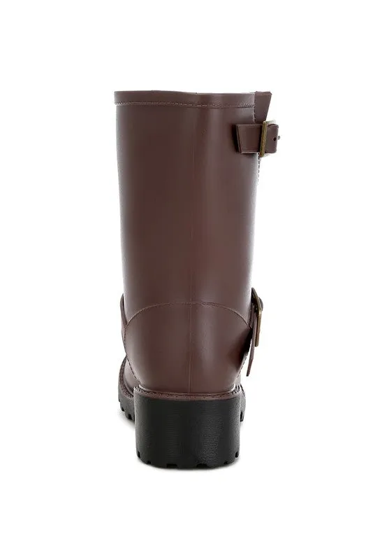 Anong Harness Detail Calf Rain Boots