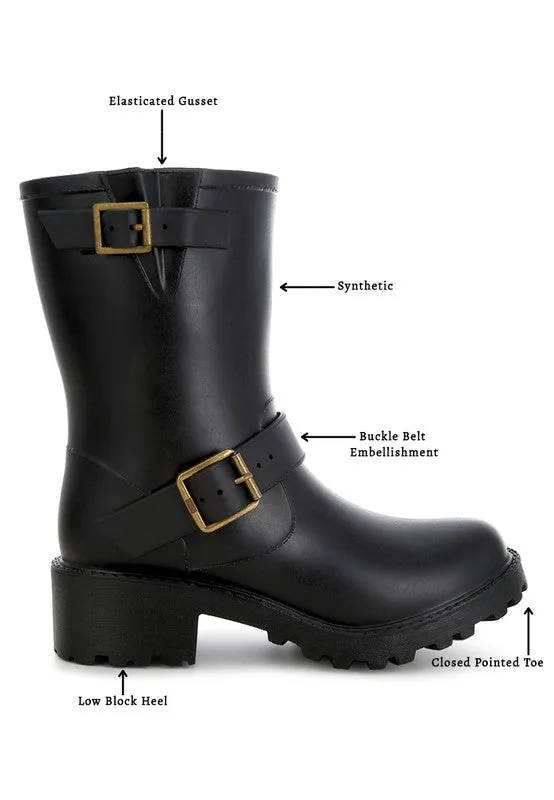 Anong Harness Detail Calf Rain Boots