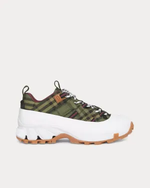 Arthur Check Cotton Military Green Low Top Sneakers