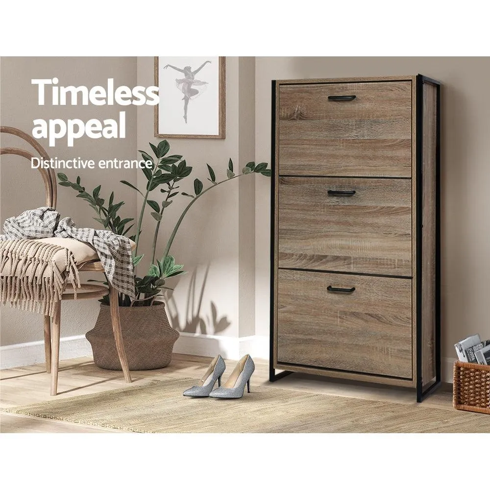 Artiss Shoe Cabinet Shoes Storage Rack Wooden Organiser Up to 24 Pairs Shelf Cupboard Metal Frame