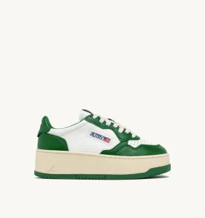 BASKET AUTRY MEDALIST PLATFORM EN CUIR BLANC ET VERT