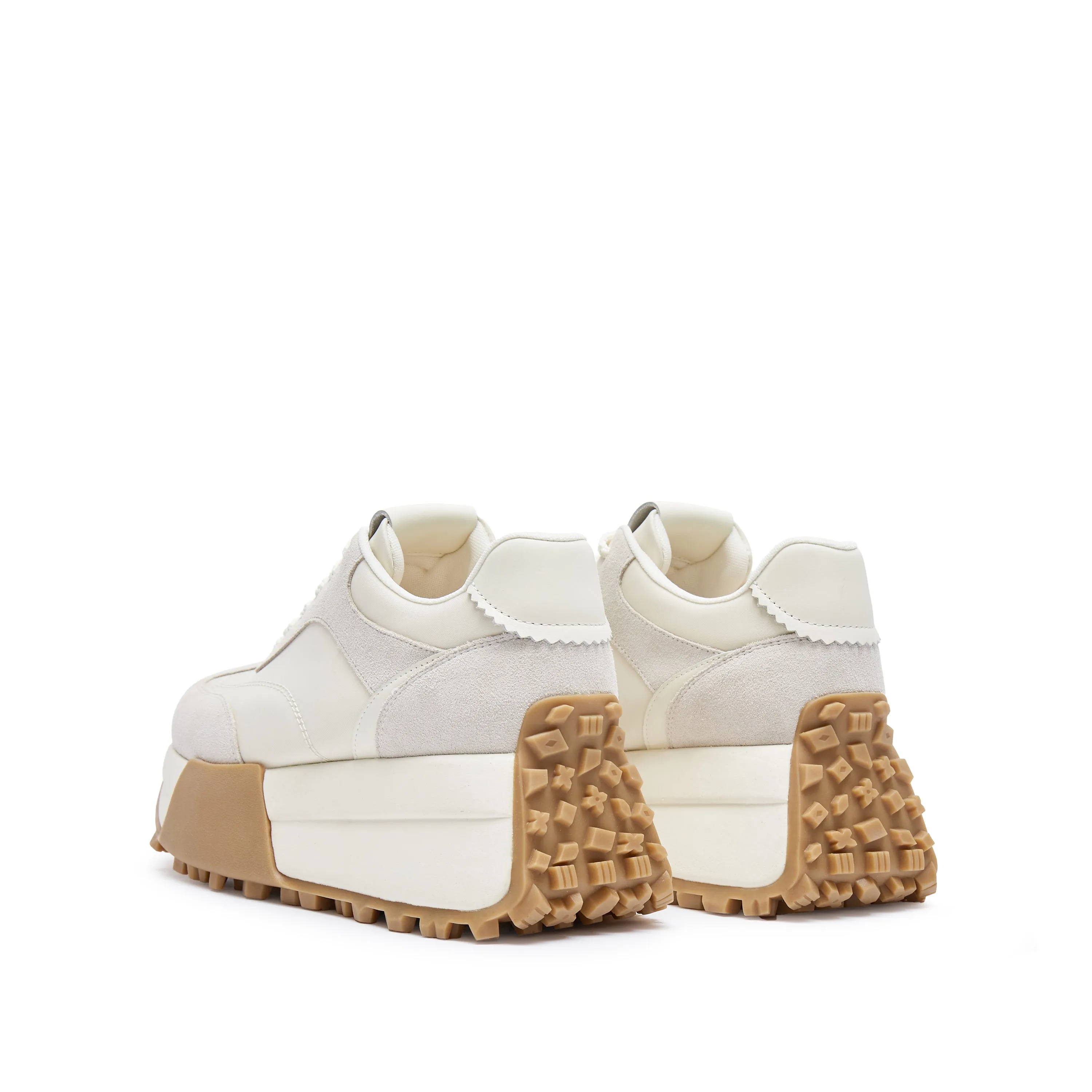 Beige Patchwork Platform Sneakers
