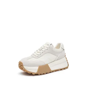 Beige Patchwork Platform Sneakers