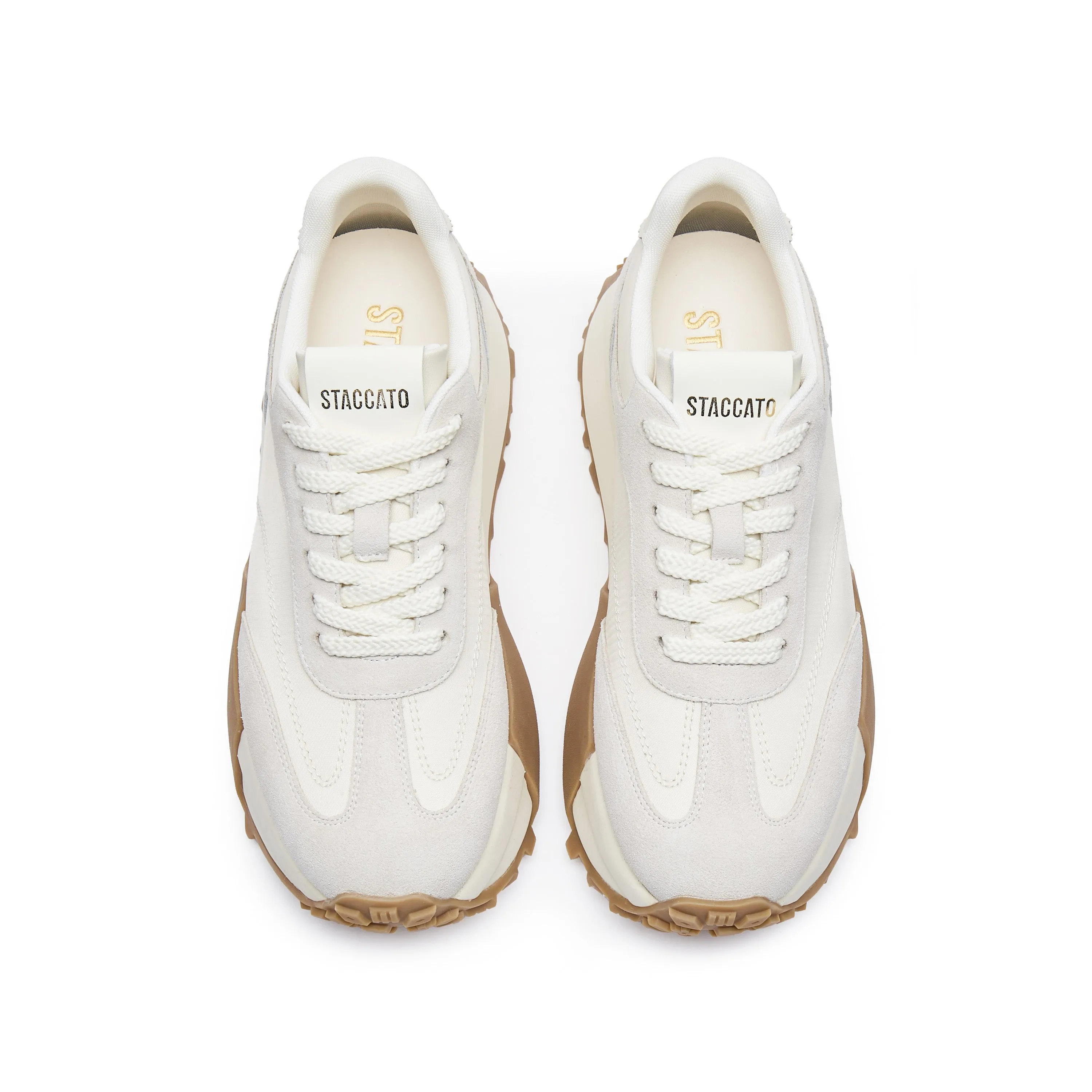 Beige Patchwork Platform Sneakers