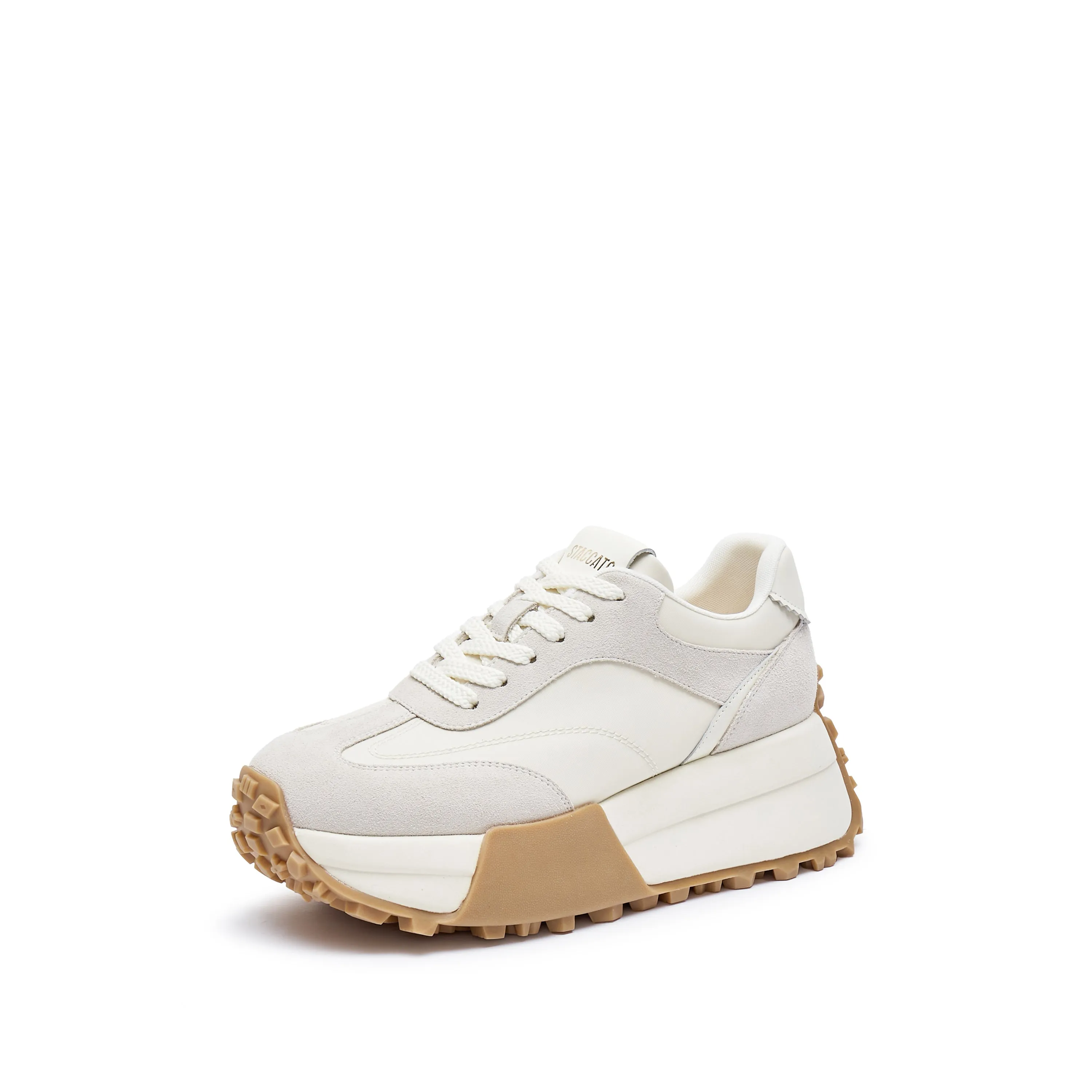Beige Patchwork Platform Sneakers