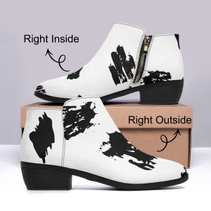 Black and White Fashion Zipper Boots