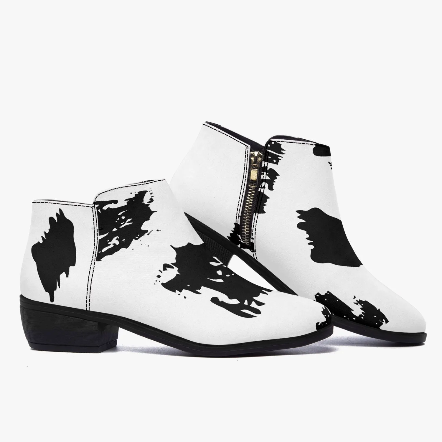 Black and White Fashion Zipper Boots