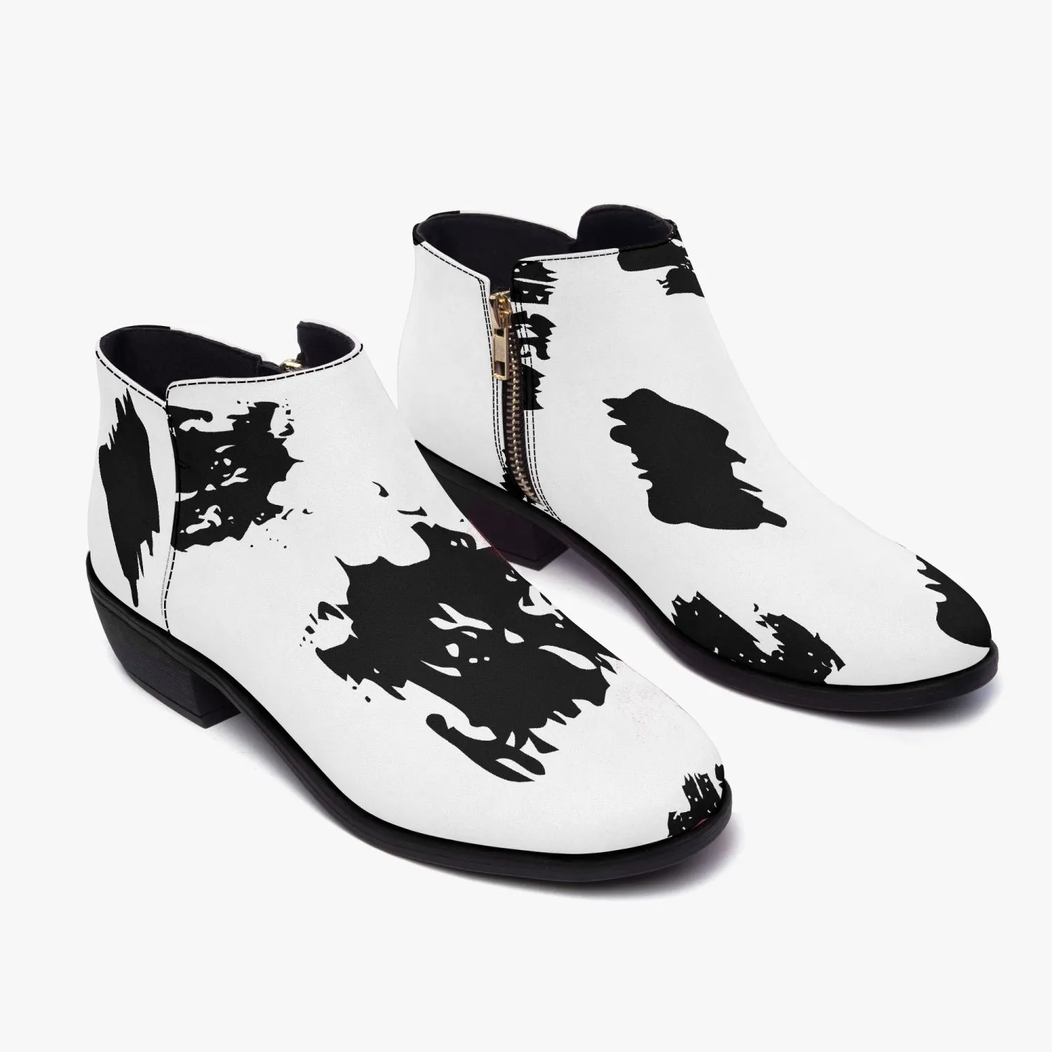 Black and White Fashion Zipper Boots