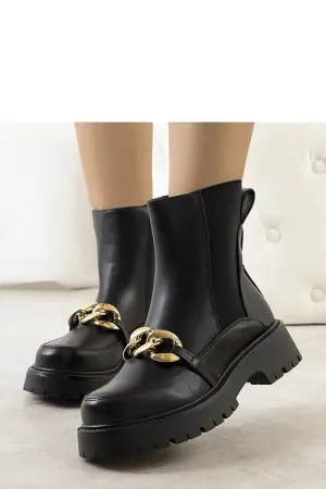 Black ankle boots with a high sole