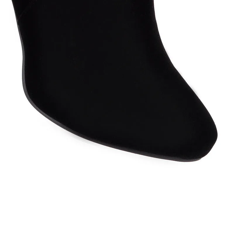 Black Suede High Heel Fine Heel Plush Frosted High Boots