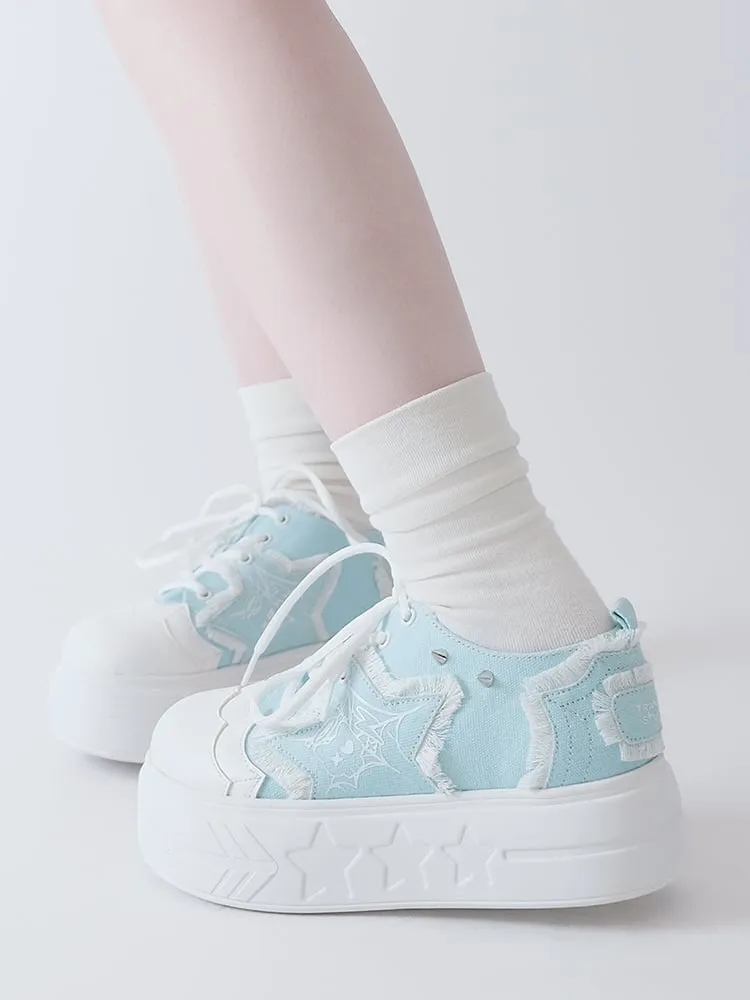 Blue Star Applique Platform Sneakers