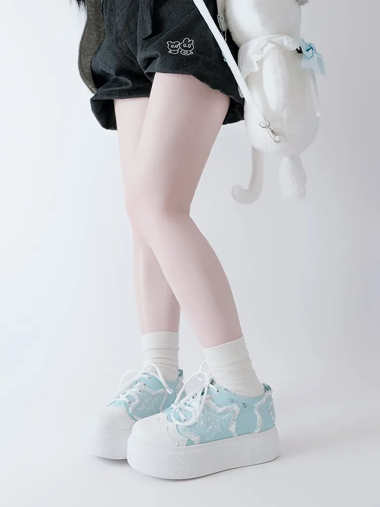 Blue Star Applique Platform Sneakers