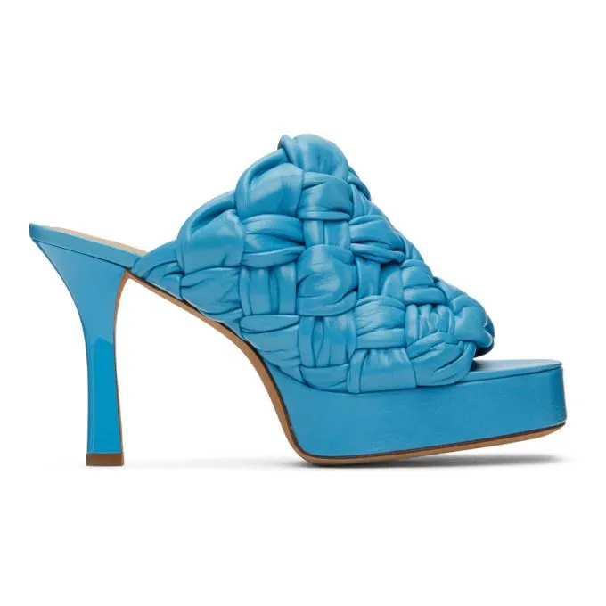 Bottega Veneta Blue Board Heeled Sandals