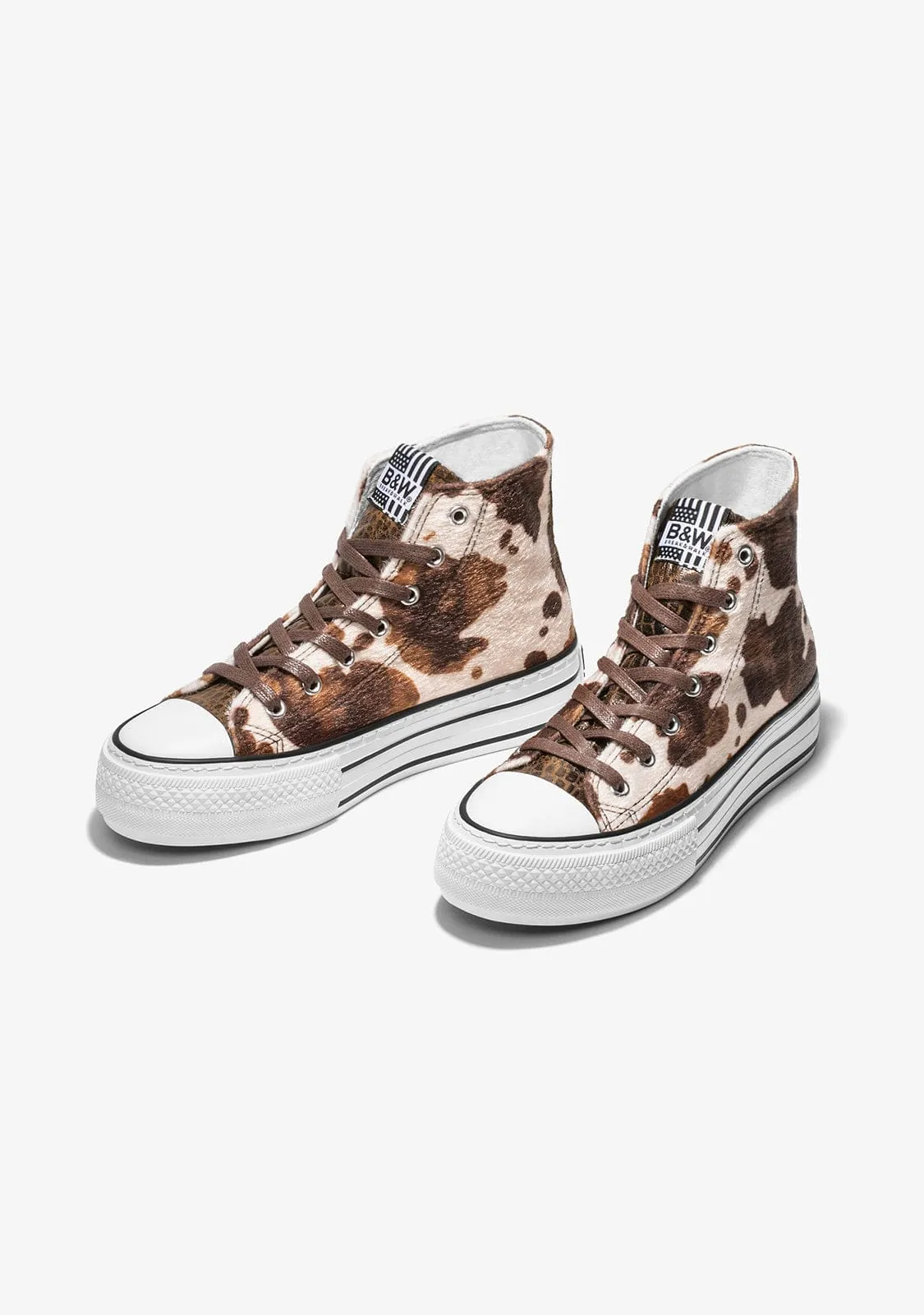 Brown Pony Platform Hi-Top Sneakers Nappa