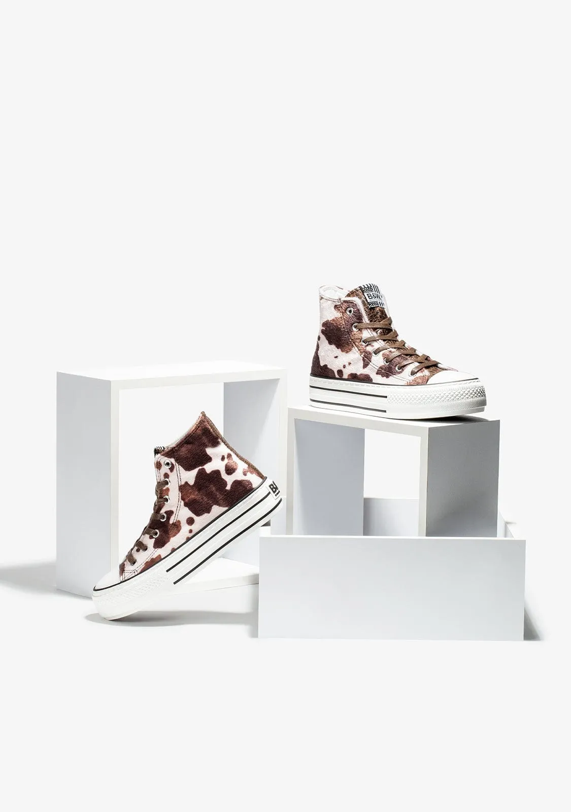 Brown Pony Platform Hi-Top Sneakers Nappa