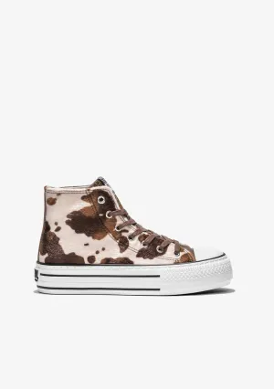 Brown Pony Platform Hi-Top Sneakers Nappa