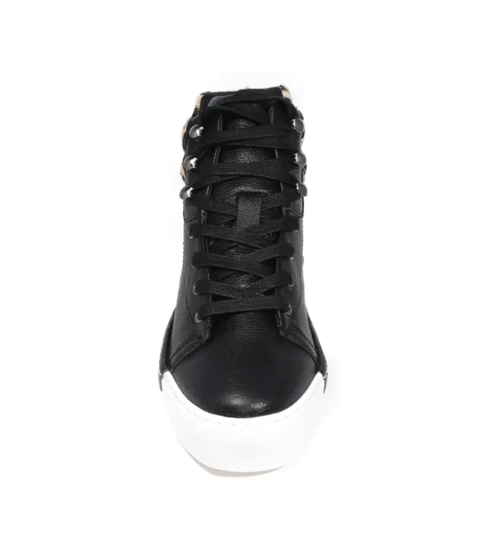 Cecelia New York Silow Leather Platform Lace-up Sneaker Black Leopard High Top