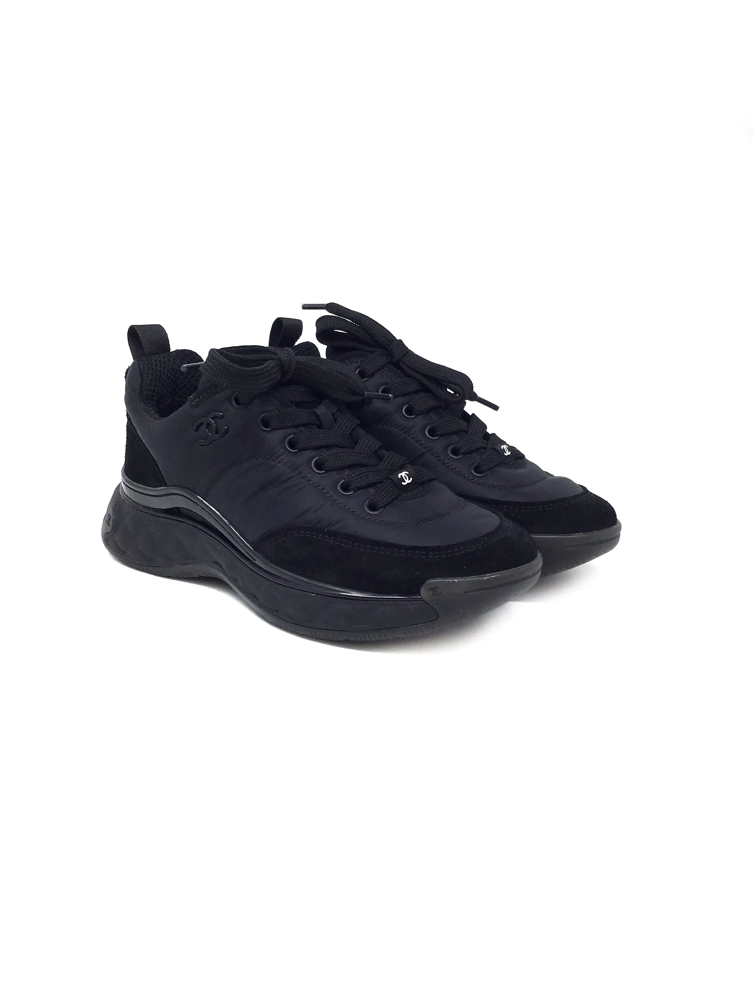 Chanel Size 36 Nylon & Suede Quilted Detail Sneakers