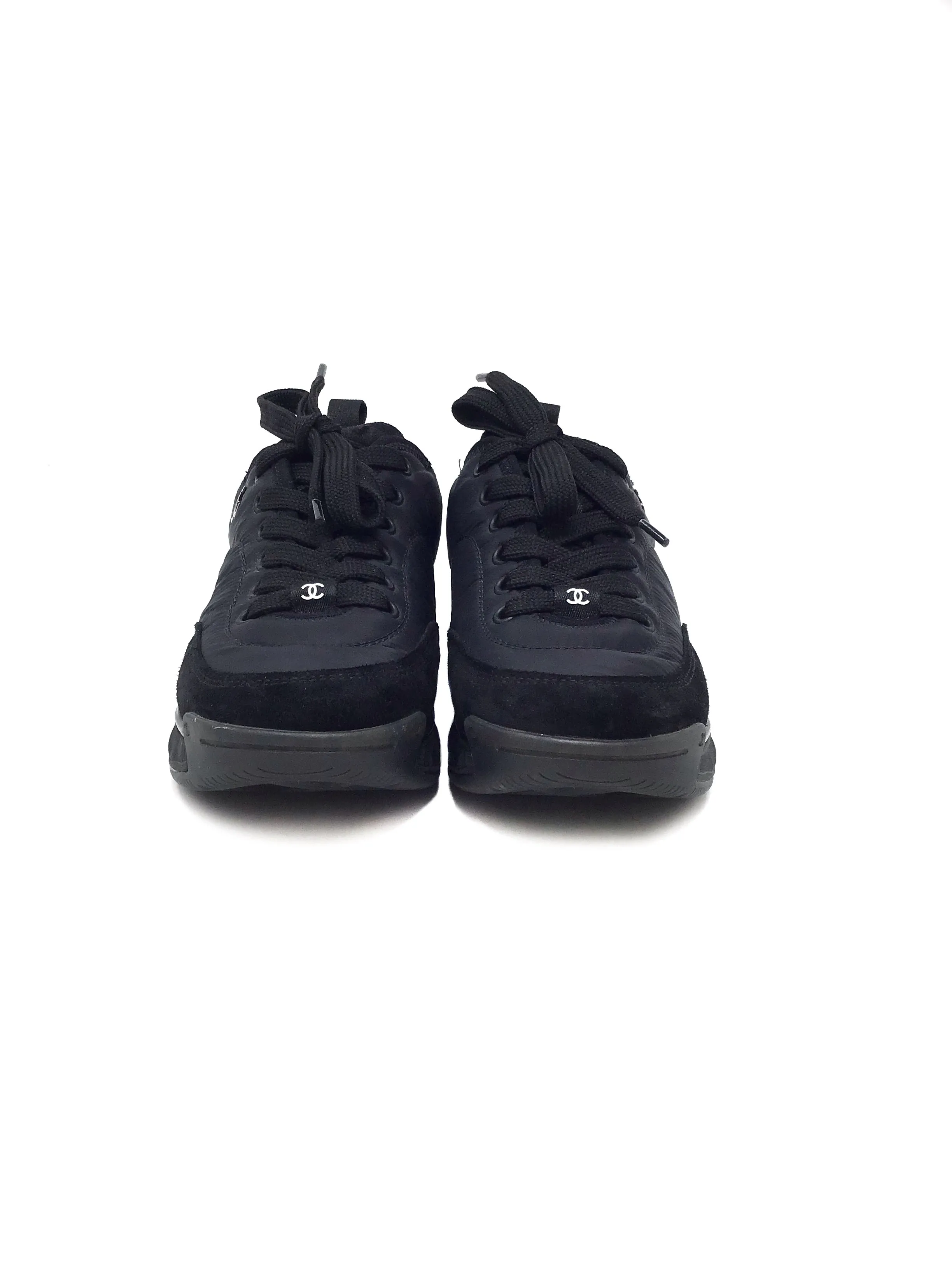 Chanel Size 36 Nylon & Suede Quilted Detail Sneakers