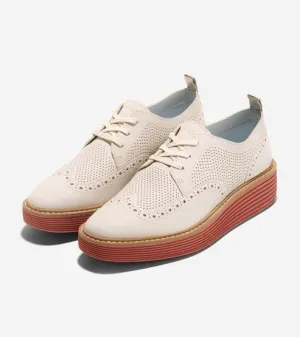Cole Haan Original Grand Platform Wingtip Oxford Egret Nubuck/Cinnabar Sneakers