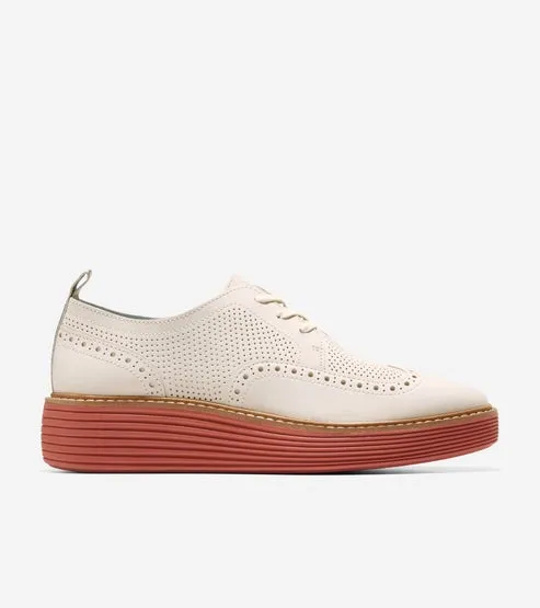 Cole Haan Original Grand Platform Wingtip Oxford Egret Nubuck/Cinnabar Sneakers