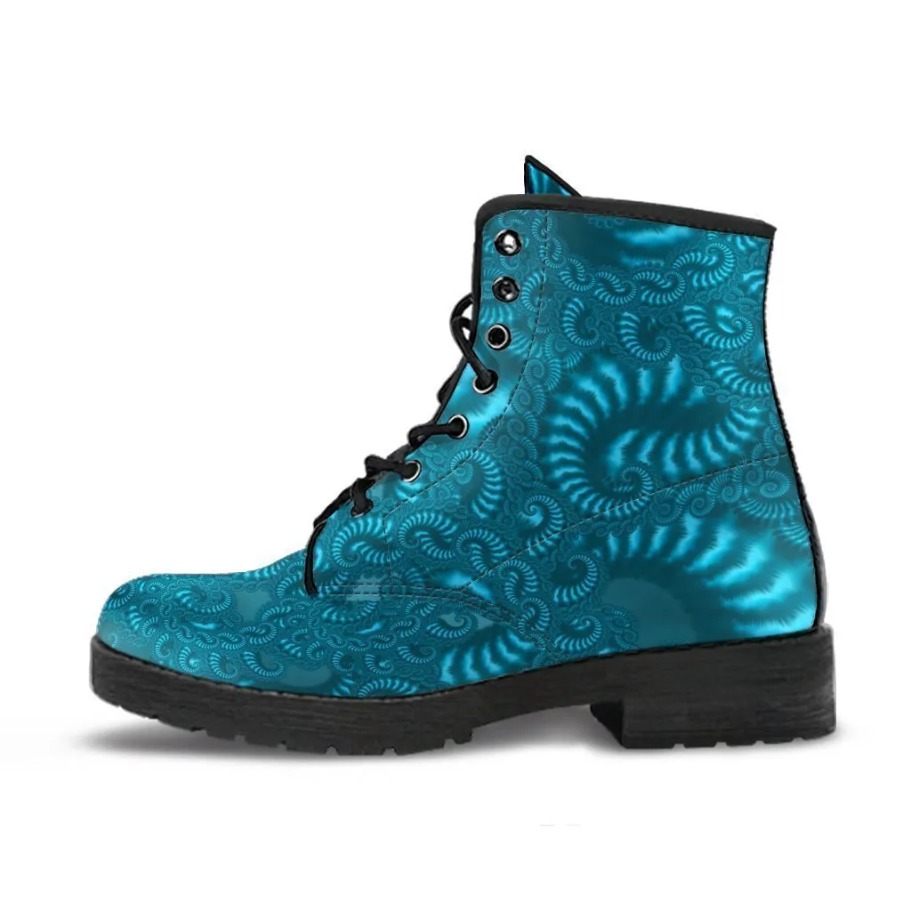 Combat Boots - Fractal Design | Boho Shoes, Lace Up Boots, Vegan Leather, 90s Boots, 2000s Boots