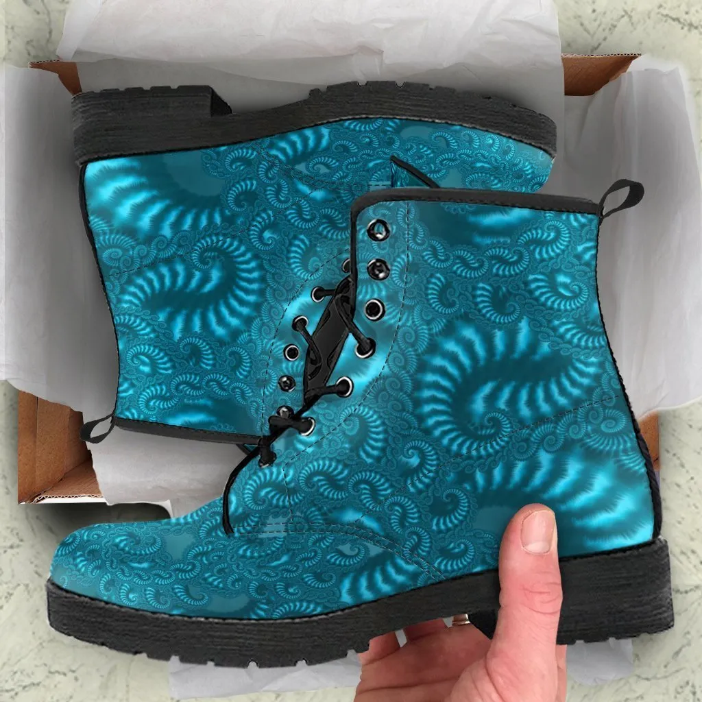 Combat Boots - Fractal Design | Boho Shoes, Lace Up Boots, Vegan Leather, 90s Boots, 2000s Boots