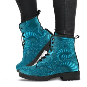 Combat Boots - Fractal Design | Boho Shoes, Lace Up Boots, Vegan Leather, 90s Boots, 2000s Boots