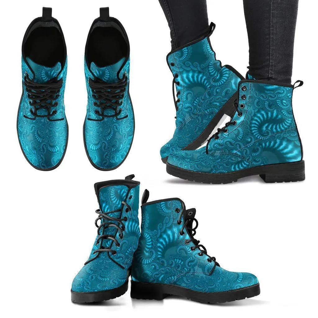 Combat Boots - Fractal Design | Boho Shoes, Lace Up Boots, Vegan Leather, 90s Boots, 2000s Boots