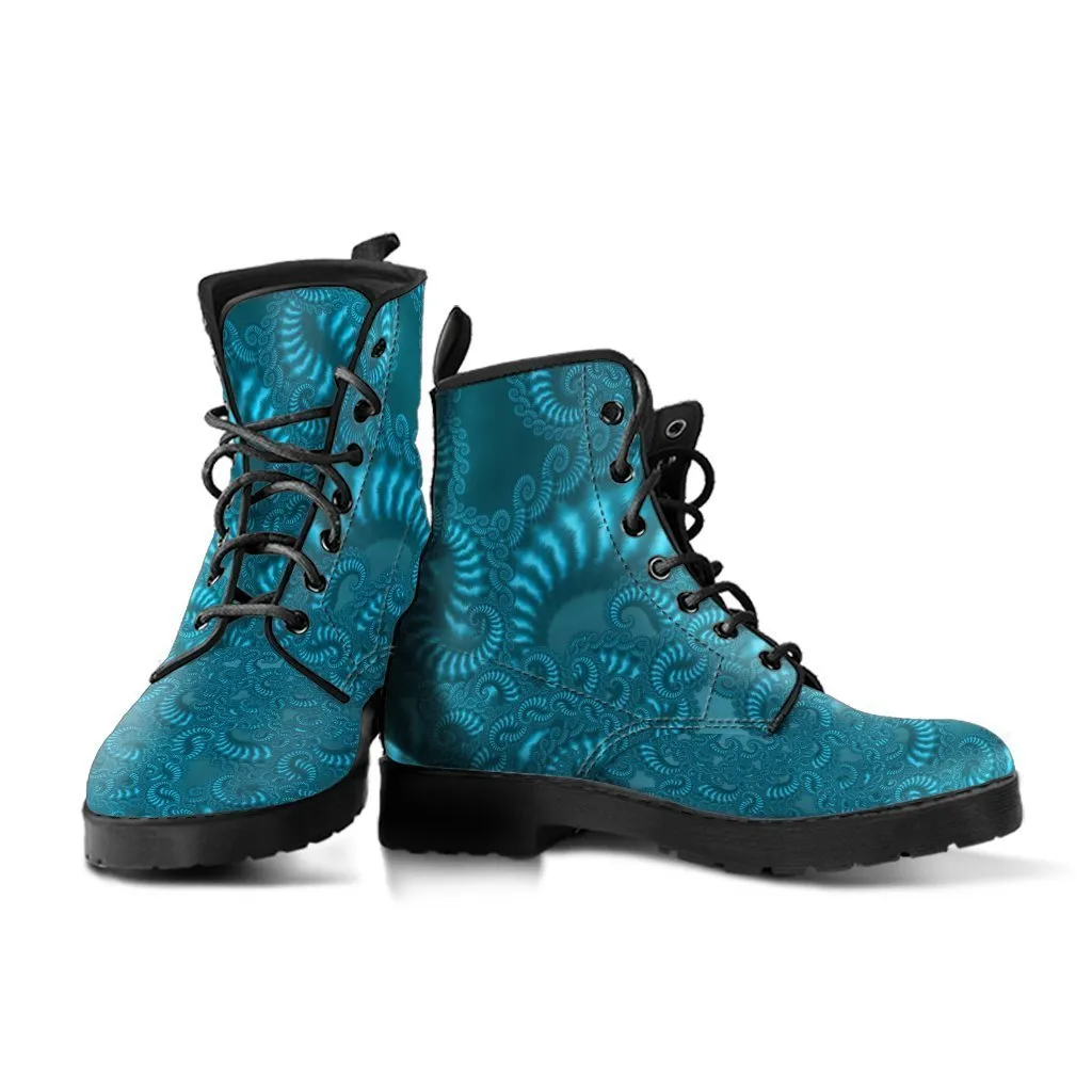 Combat Boots - Fractal Design | Boho Shoes, Lace Up Boots, Vegan Leather, 90s Boots, 2000s Boots