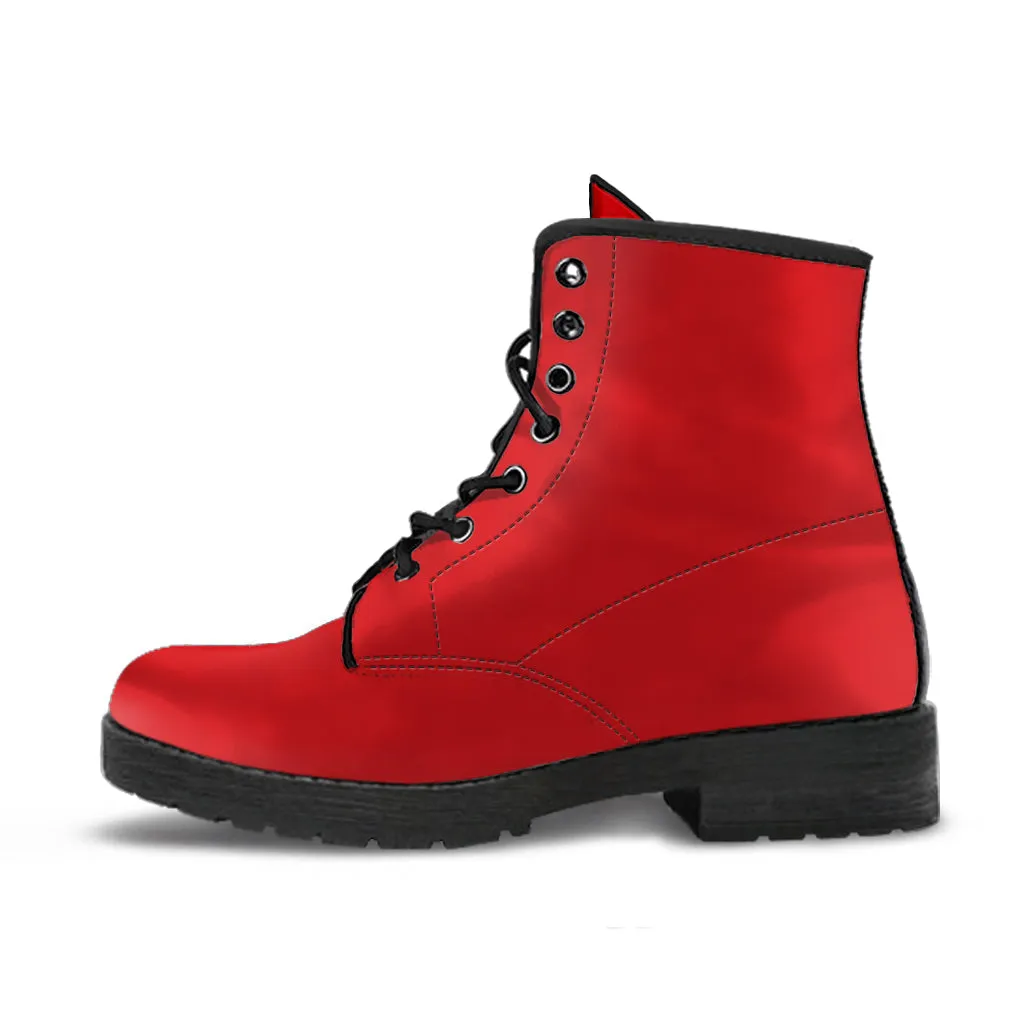 Combat Boots - Red | Red Combat Boots, Goth Boots, Handmade Lace Up Boots, Vegan Leather Lace Up Boots, Custom Boots for Women