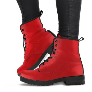 Combat Boots - Red | Red Combat Boots, Goth Boots, Handmade Lace Up Boots, Vegan Leather Lace Up Boots, Custom Boots for Women