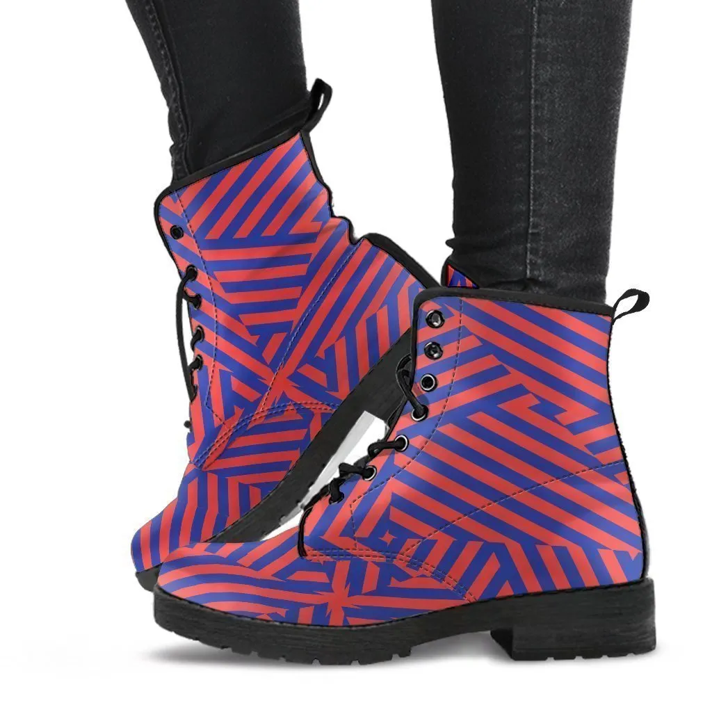 Combat Boots - Stripes | Boho Shoes, Handmade Lace Up Boots, Vegan Leather Lace Up Boots Women, 90s Boots, 2000s Boots