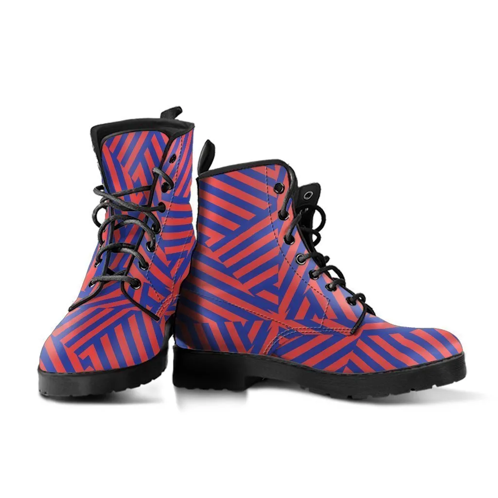Combat Boots - Stripes | Boho Shoes, Handmade Lace Up Boots, Vegan Leather Lace Up Boots Women, 90s Boots, 2000s Boots