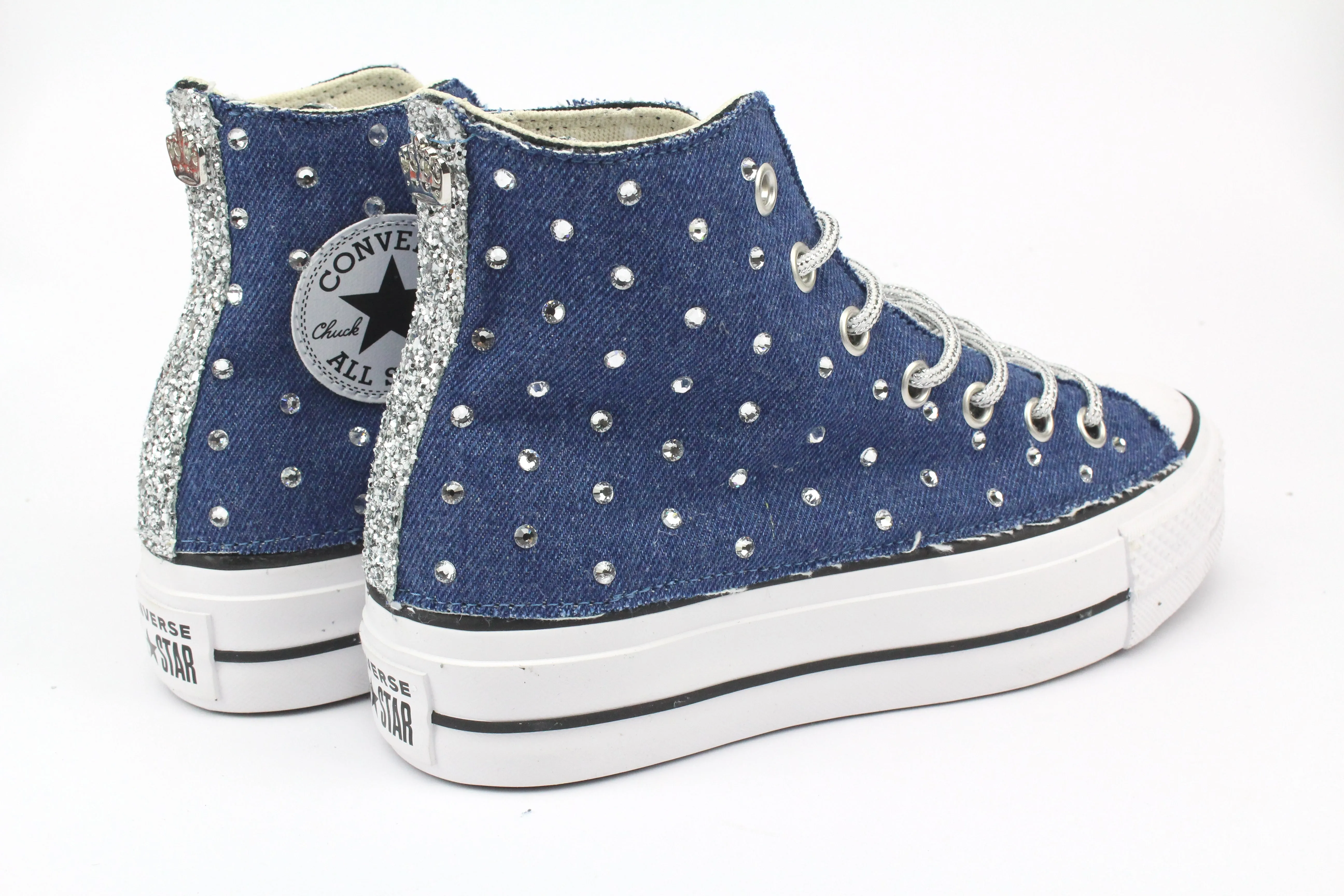 Converse All Star Platform Jeans & Strass Termo Cristal