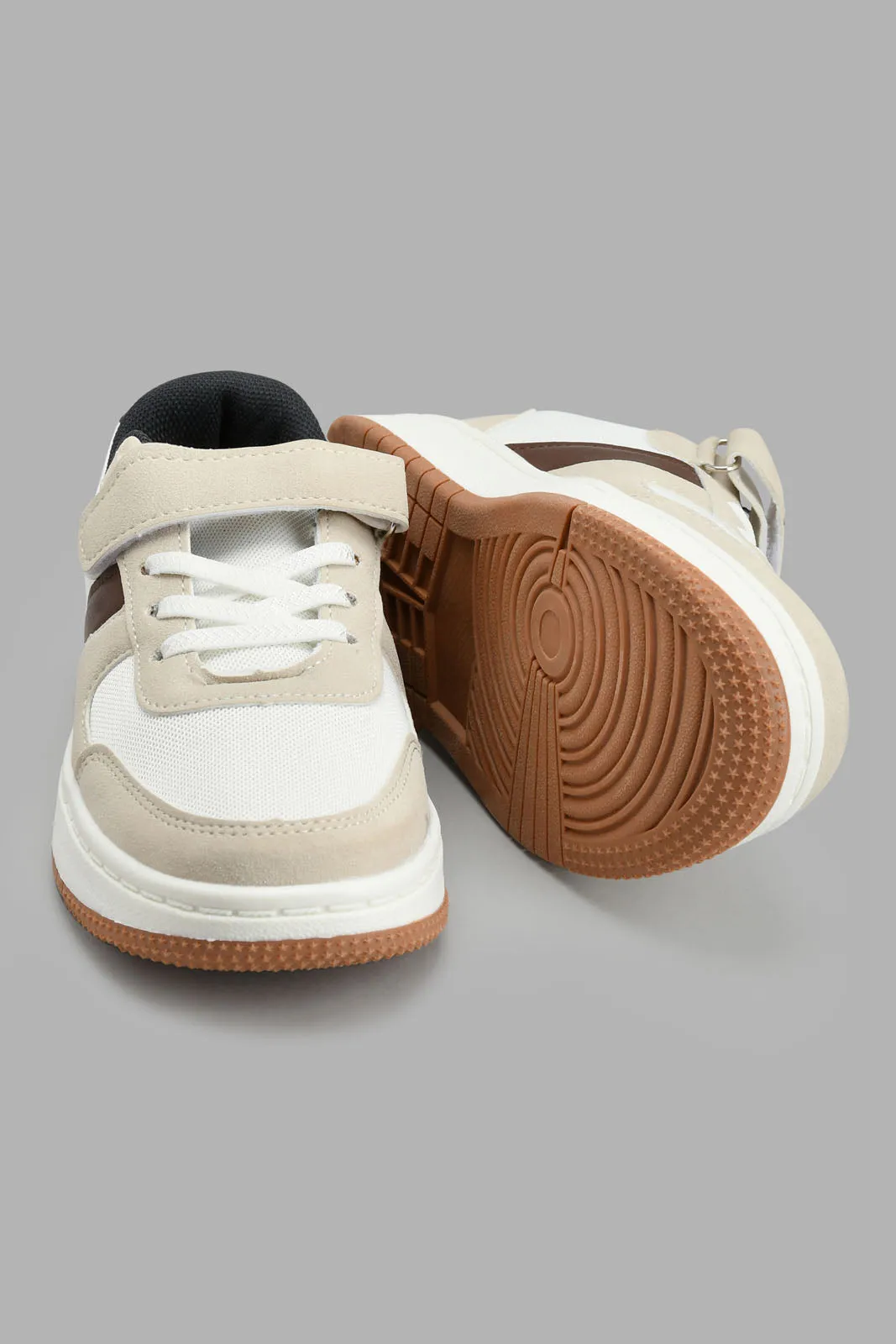 Cream And White Colour Block Skate Shoe