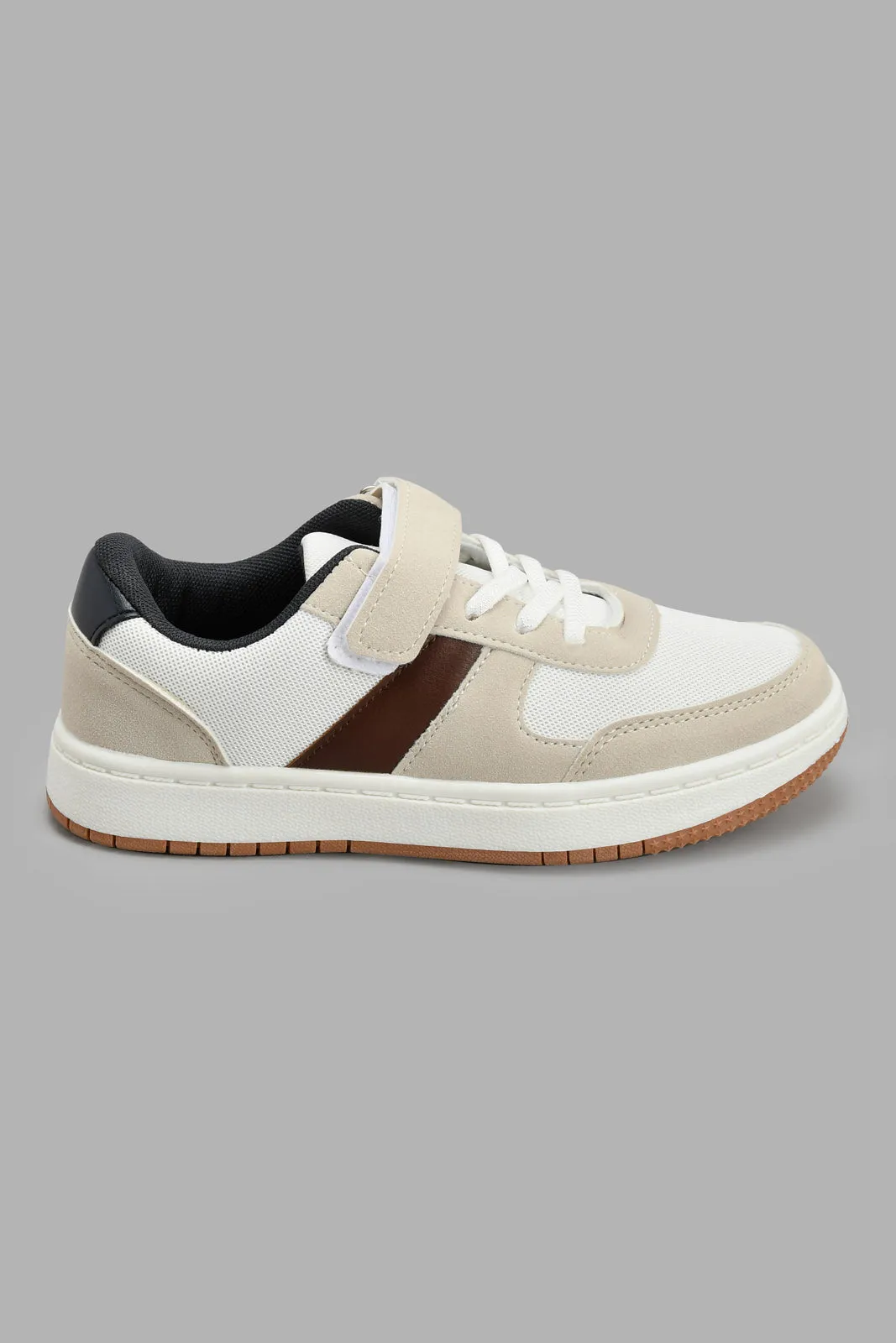Cream And White Colour Block Skate Shoe