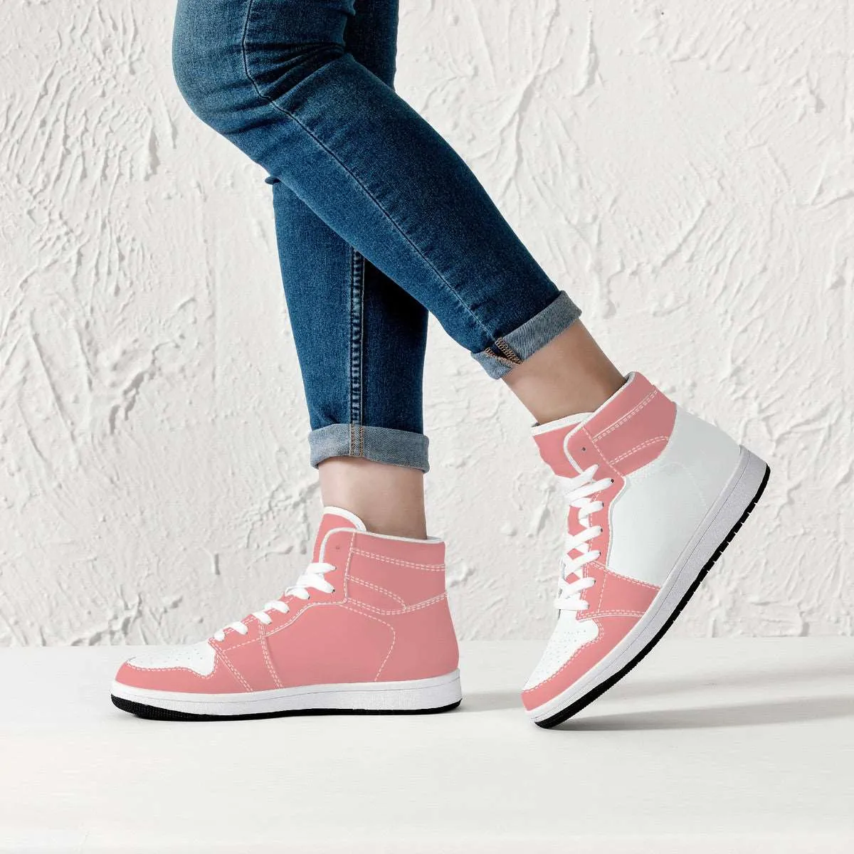 Create Your Own - High Top Synthetic Leather Sneakers - White